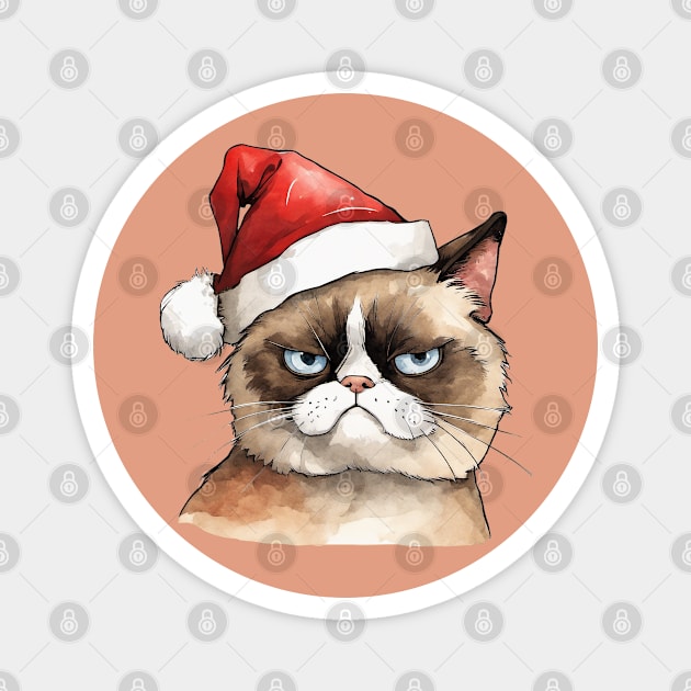 Angry Christmas Cat - Meowy Christmas Cat Magnet by Pop Cult Store